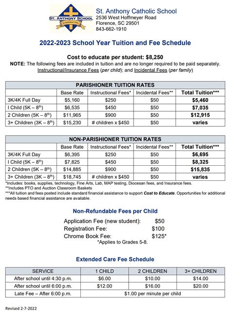 school of saint anthony tuition fee